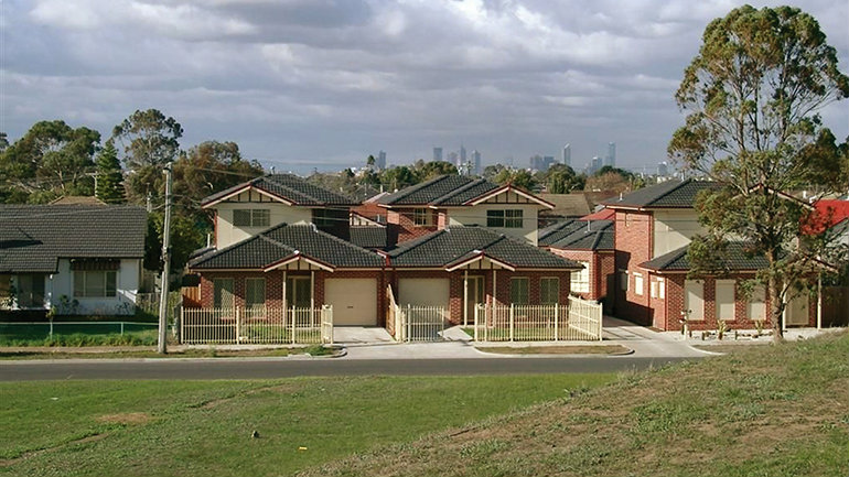 Houses in a typical suburban streetscape
