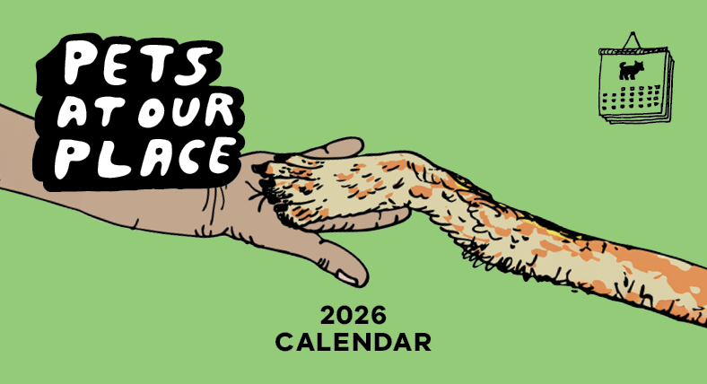 A paw touching a human hand. Pets at our place 2026 calendar